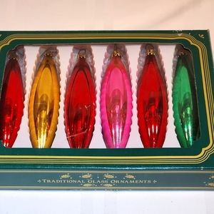 KURT ADLER - Vintage Teardrop Blown Glass Christmas Ornaments